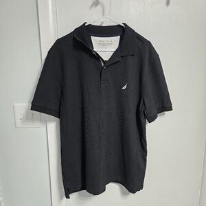 Nautica Men’s Black Short-Sleeve Polo with Sail Logo